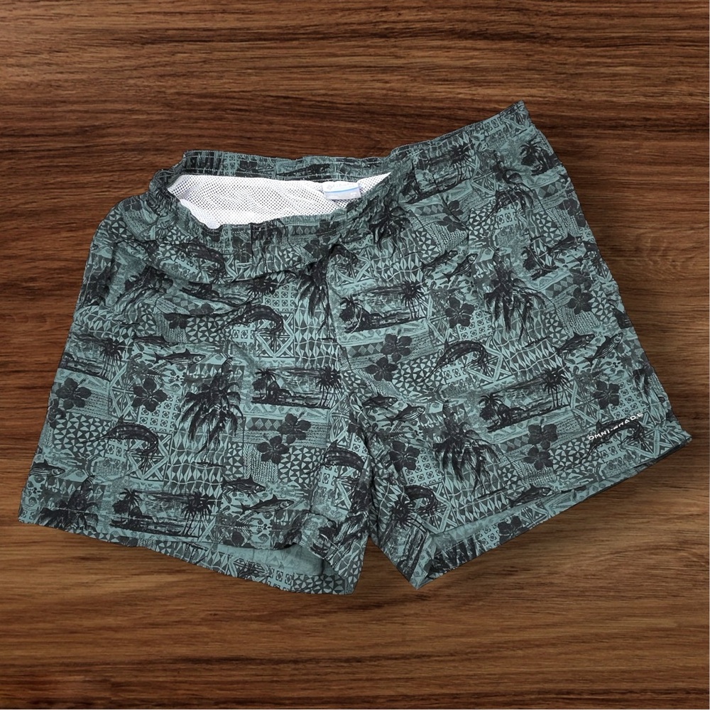 Columbia PFG Men’s Green/Black Nautical Swim Trunks. Size 2XL